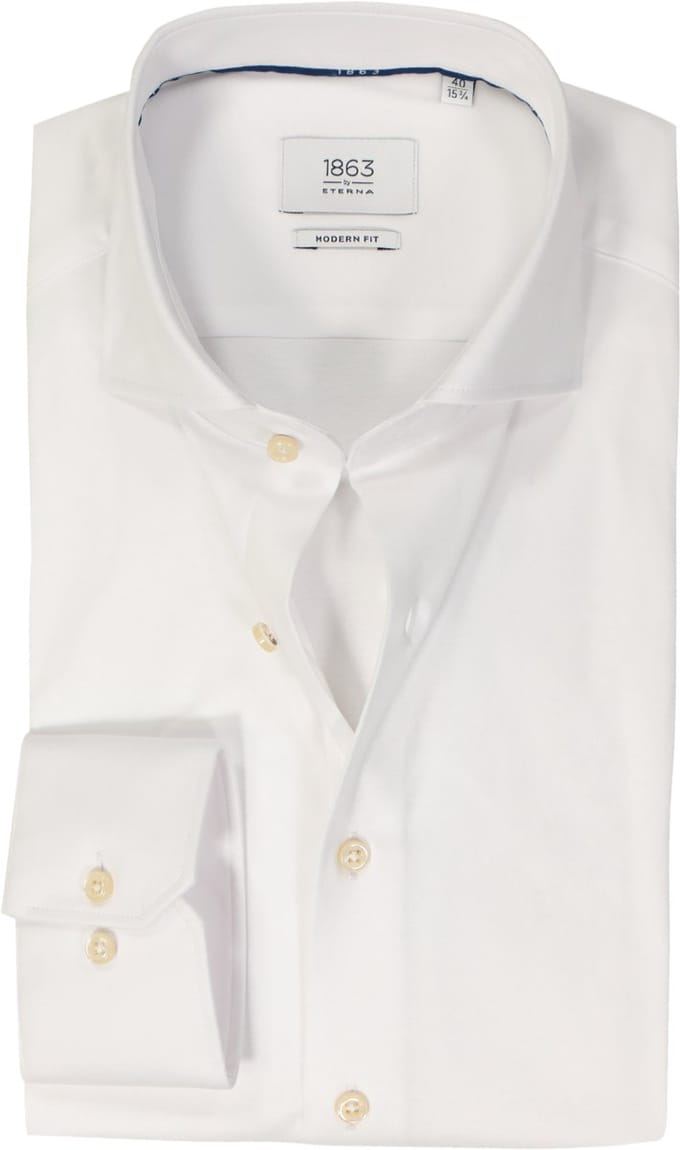 ETERNA modern fit overhemd - jersey heren overhemd - wit - Strijkvriendelijk - Boordmaat: 48