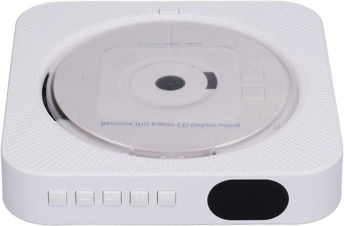 Draagbare CD-speler - Muziekspeler Wandmontage - Muziek Luisteren - Ingebouwde Basluidspreker - 18x18x7 cm - Wit