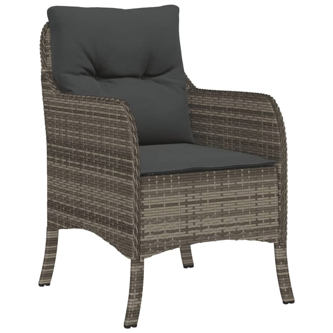 vidaXL - 7-delige - Tuinset - met - kussens - poly - rattan - grijs