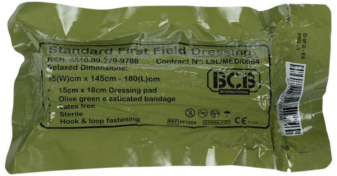 BCB Combat first field dressing standaard PF120A, 15 x 18 cm kompres