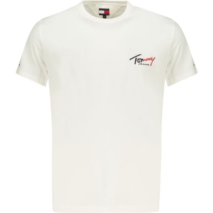 Tommy Hilfiger Slim Sign Chest T-shirt Ecru Größe: L | Basic T-Shirts Outlet | Herren | Braun