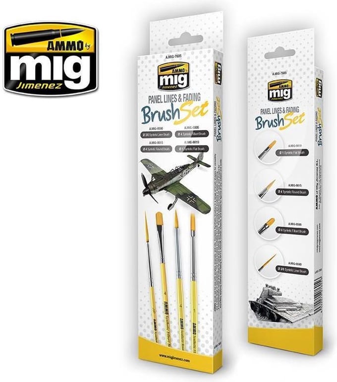 AMMO by Mig Jimenez Hobbypenseel - MIG 7605 Panel Lines - Fading Brush Set Penseel