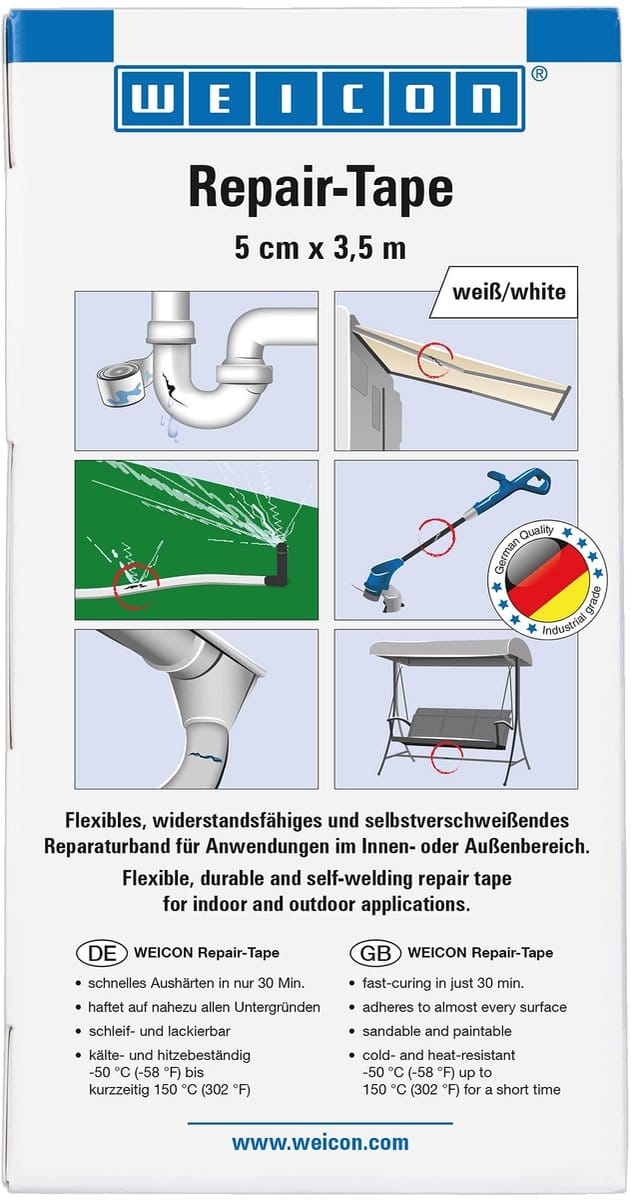 WEICON Reparatietape – 3,5 m x 5 cm – wit – waterdicht