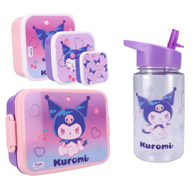 Kuromi Lunchset - Lunchbox - Drinkfles - 3 Snackboxen - Meerkleurig