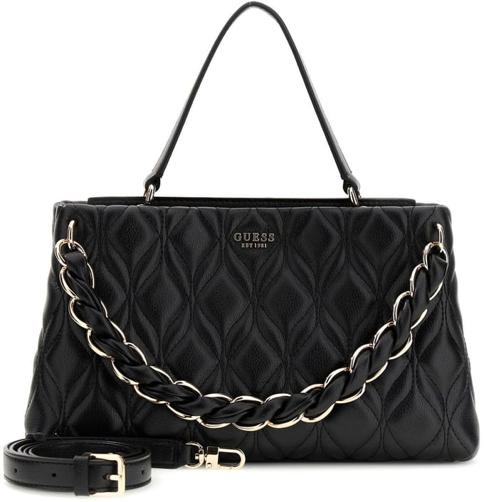 GUESS schoudertas handtas Maxine 2 Comp. Satchel Black zwart