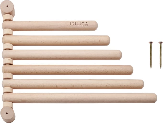KitchenCraft Idilica Beukenhout Wandrek met 6 rijen