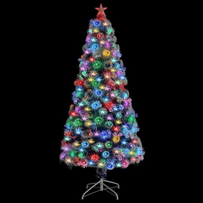 vidaXL - Kunstkerstboom - met - verlichting - 150 - cm - glasvezel - wit - en - blauw