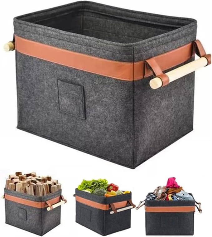 Brandhout Drager - Vilten Mand - Haardhout Opslag - Grote Capaciteit - 45x32x40 cm - Multicolor