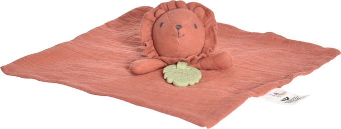 TIKIRI Knuffeldoekje - Leeuw - Met Bijtring - Rood - 0 Jaar