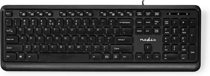 Nedis Bedraad Toetsenbord - USB-A - Multimedia - QWERTY - US Internationaal - Numeriek toetsenbord