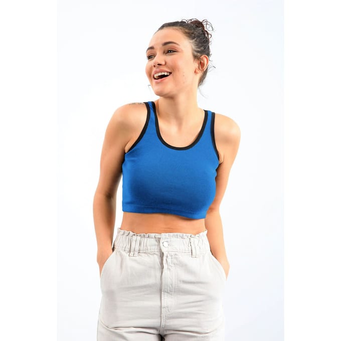 Geribbelde Mouwloze Crop Top