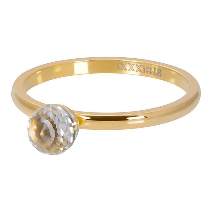 iXXXi Ring Crystal Glass Ball Goudkleurig - Maat 19