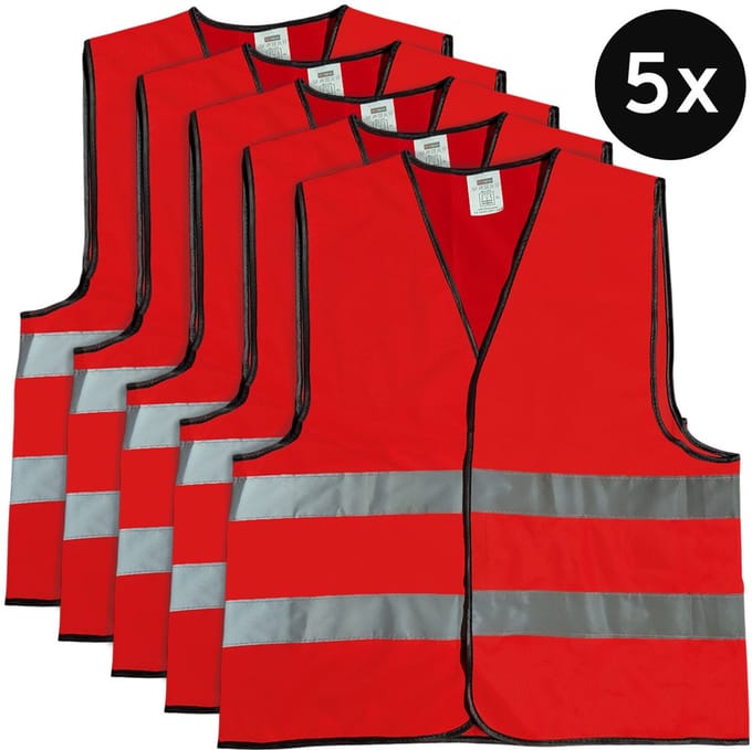 Mexxo Veiligheidshesje rood - set van 5 - one size - reflecterend - 100% polyester