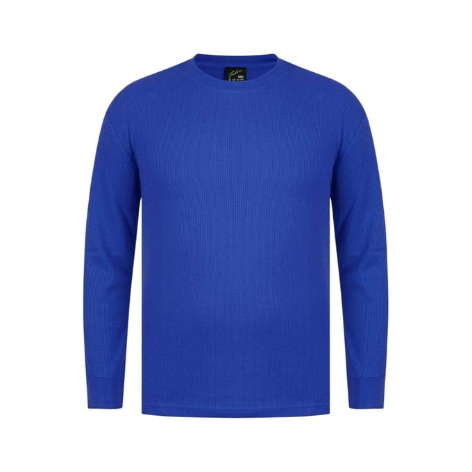 Fabric Heren Wafel T-shirt met lange mouwen (Blauw)