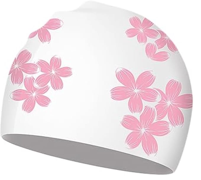 Siliconen badmuts voor dames met perzikbloemen - Antislip en waterdicht zwemaccessoire