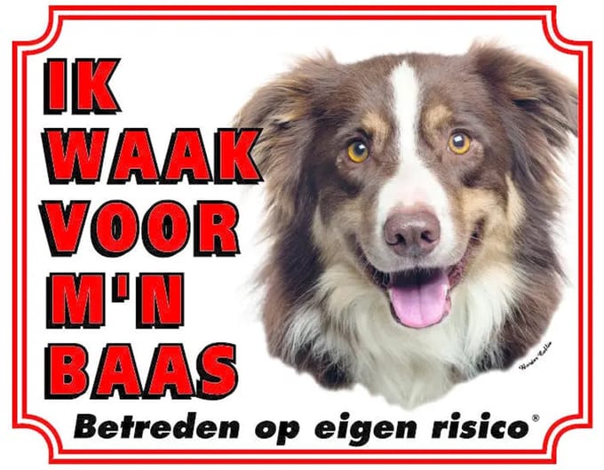 Border Collie Waakbord - Ik waak voor mijn Baas Tri