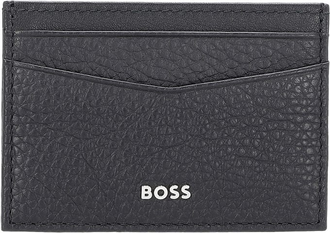 BOSS Leren Kaarthouder New Crosstown Card Holder With Clip Dark Blue Donkerblauw