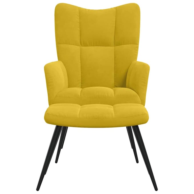 vidaXL Relaxstoel met kruk mosterdgeel fluweel
