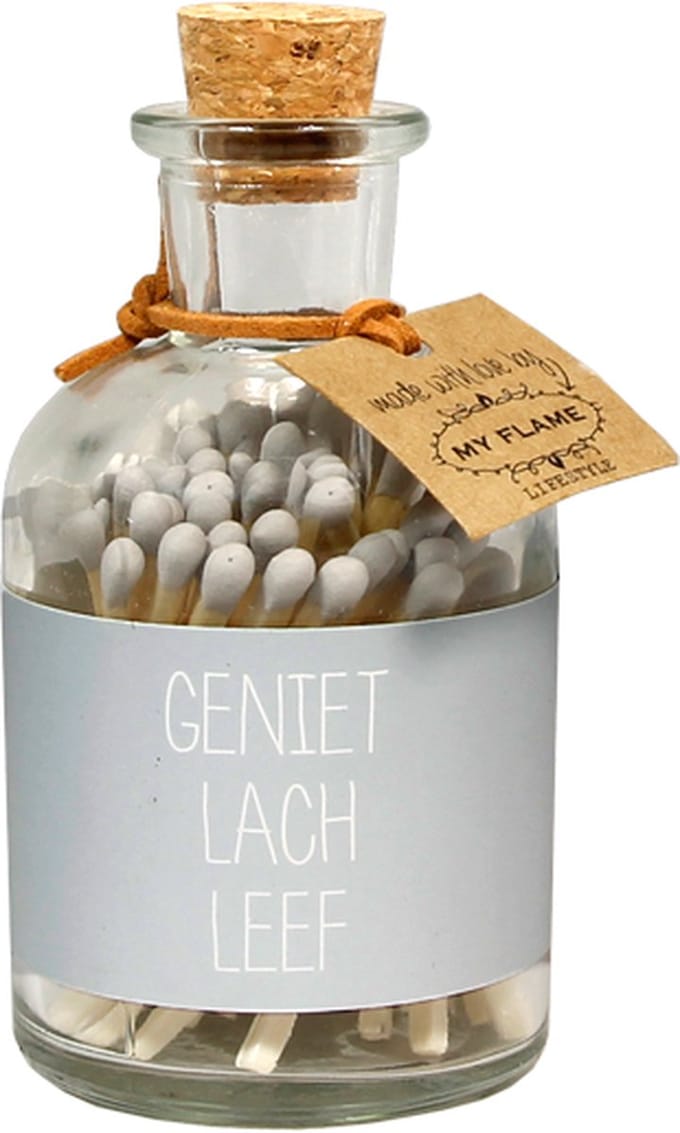 MY FLAME - Lucifers - Geniet, Lach, Leef - 80 stuks in potje