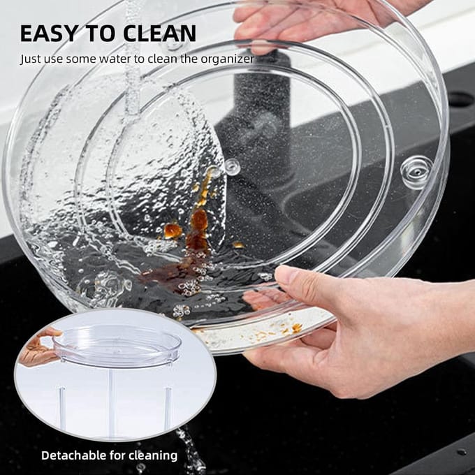Organisateur rotatif Transparent Double couche, support d'assaisonnements de cuisine rotatif, étui maquillage Small transparent