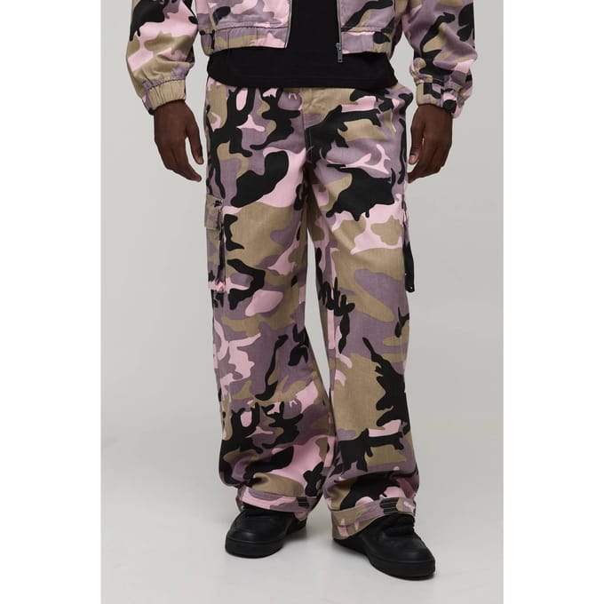 Baggy Fit Camouflageprintbroek Van Twill | Pink | Size Medium