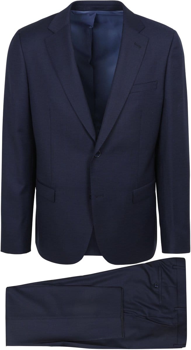 Suitable Kostuum Birds Eye Wol Donkerblauw - Maat 48 - Heren