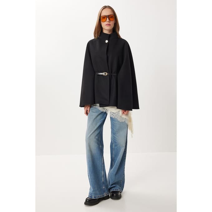 Gelaagde Poncho met Riempje
