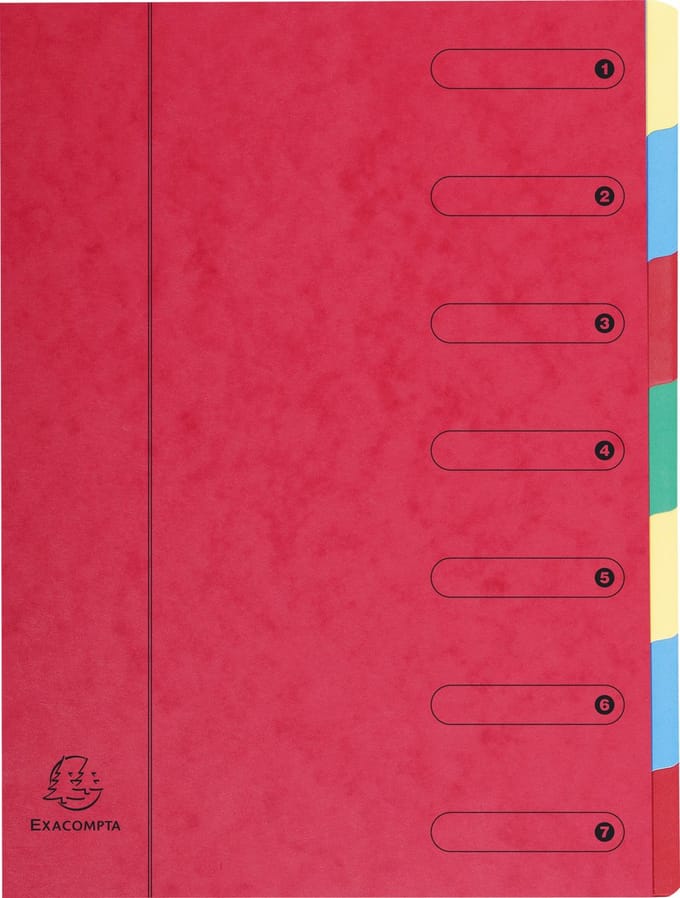 Exacompta 8x Sorteermap Harmonika® met uitrekbare rug en elastosluiting - 7 indelingen - Rood - 5107E