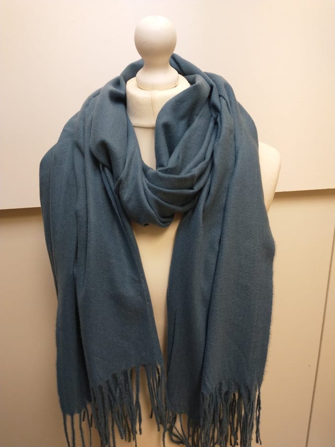 Lange dames warme sjaal Taylor-effen jeans blauw-wintersjaal