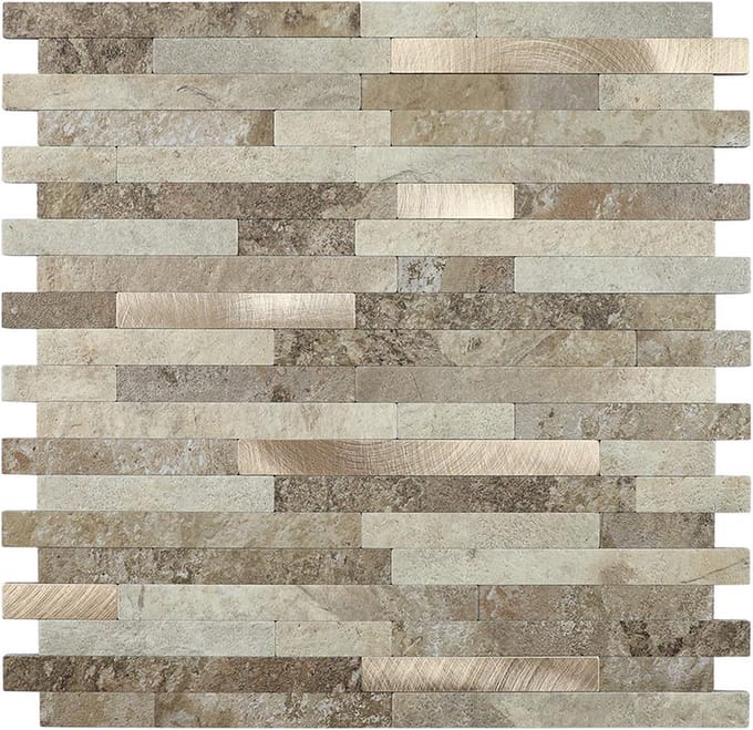 Zelfklevende Mozaïek Steenstrip Japandi Taupe Beige Mix