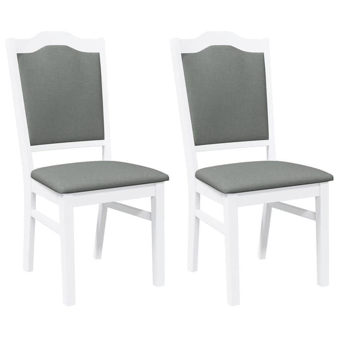 vidaXL - Eetkamerstoelen - met - kussens - 2 - stuks - wit - massief - hout - rubber