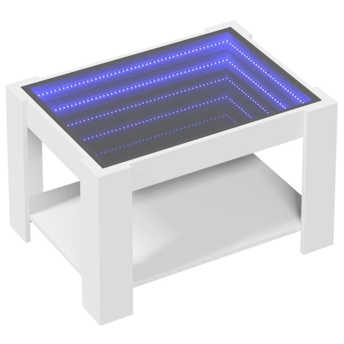 vidaXL - Salontafel - met - LED - 73x53x45 - cm - bewerkt - hout - wit
