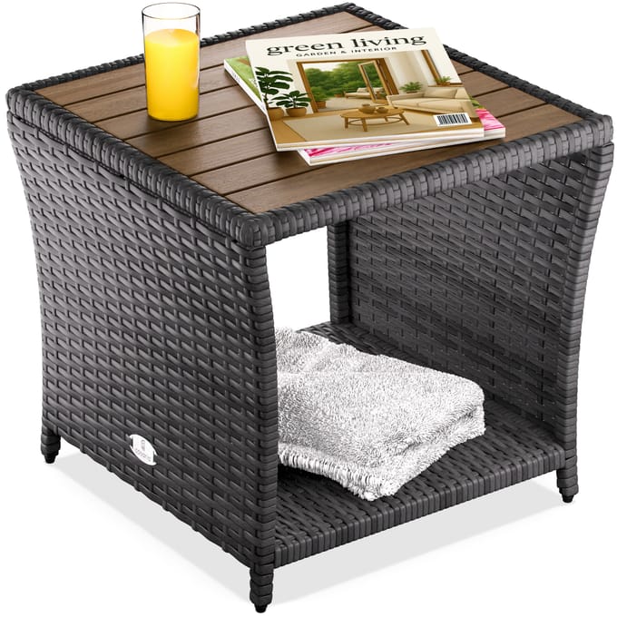Casaria Bijzettafel - Polyrattan Vierkant 45x45x40cm - Grijs