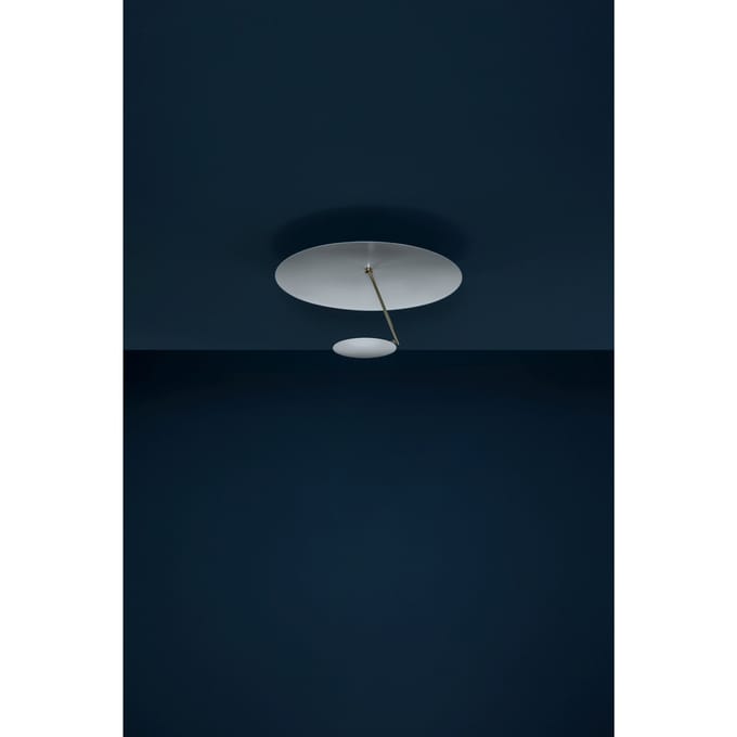 Catellani & Smith - Lederam C 150/C180 Plafondlamp - lampenkap wit - staaf satijn - schijf wit - Ø 50