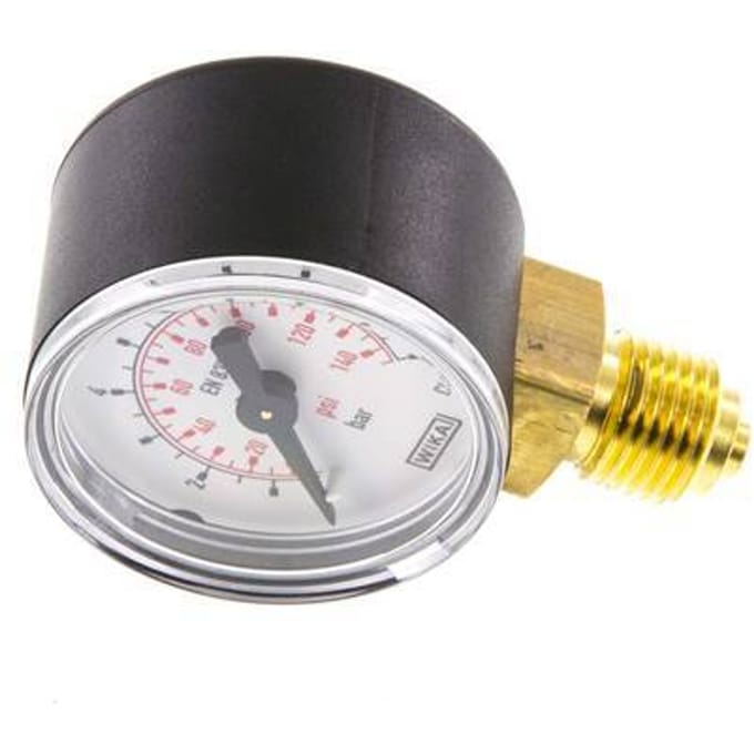 0..10 Bar Manometer Onderaansluiting Kunststof/Messing 40 mm Klasse 2.5