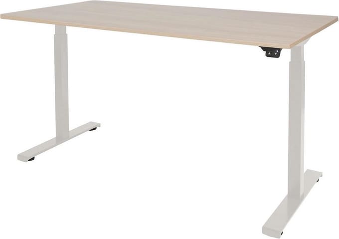 Zit Sta Bureau - Elektrisch 120x80 Eiken -wit frame