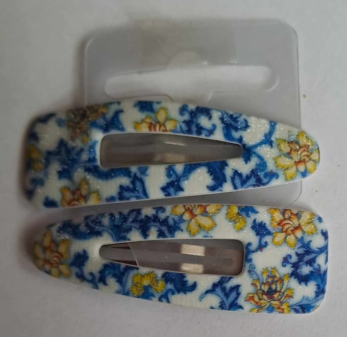 Haarspeldjes klik klak blauw/geel