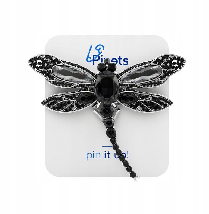 PINETS Brosche Libelle Zwart met Zirkonia - Elegante sieraden