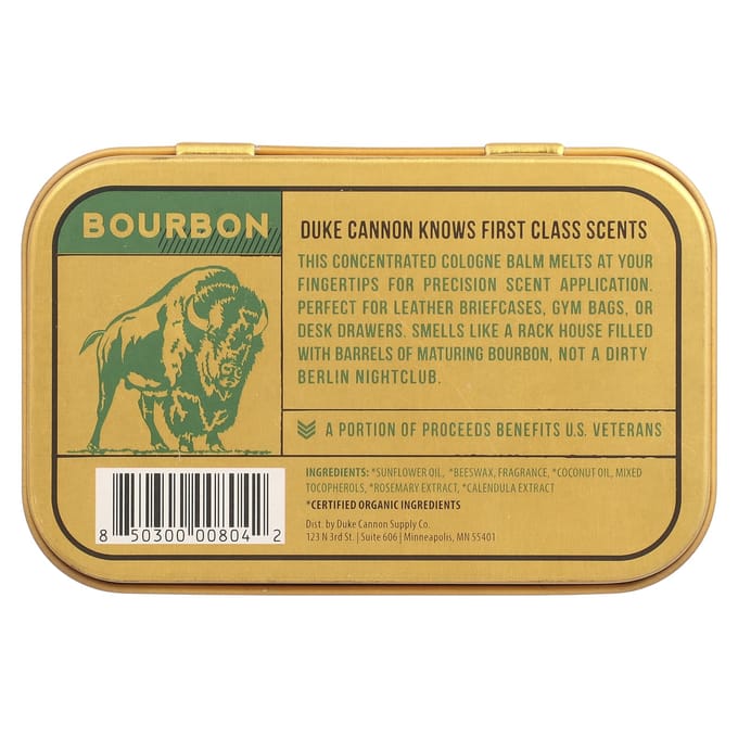 Duke Cannon Supply Co., Solid Cologne, Bourbon, Oak Barrel, 1.5Oz