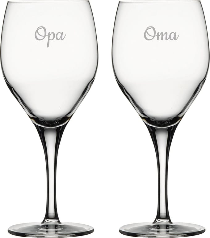 Gegraveerde Rode wijnglas 42,5cl Opa & Oma