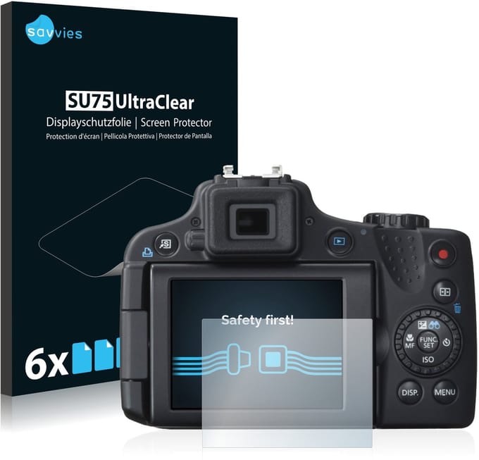 Savvies - Screenprotector voor Canon PowerShot SX50 HS - Folie Beschermfolie transparant 6 Stuks