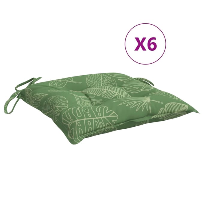 vidaXL - Stoelkussens - 6 - st - bladpatroon - 50x50x7 - cm - stof