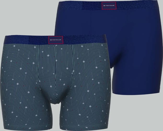 TOM TAILOR Stretch Cotton - 2-pack heren Long Boxer - Groen - Maat L