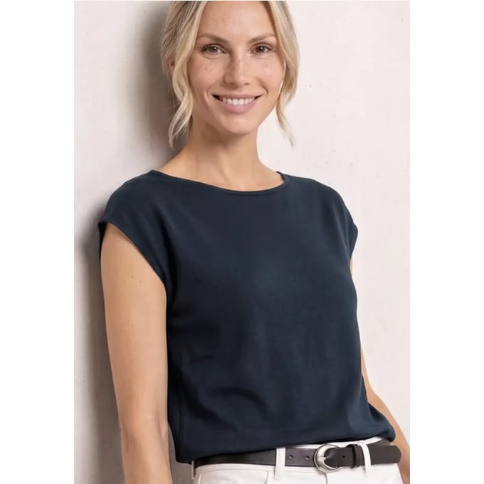 Shirt met hangende schouders en boothals