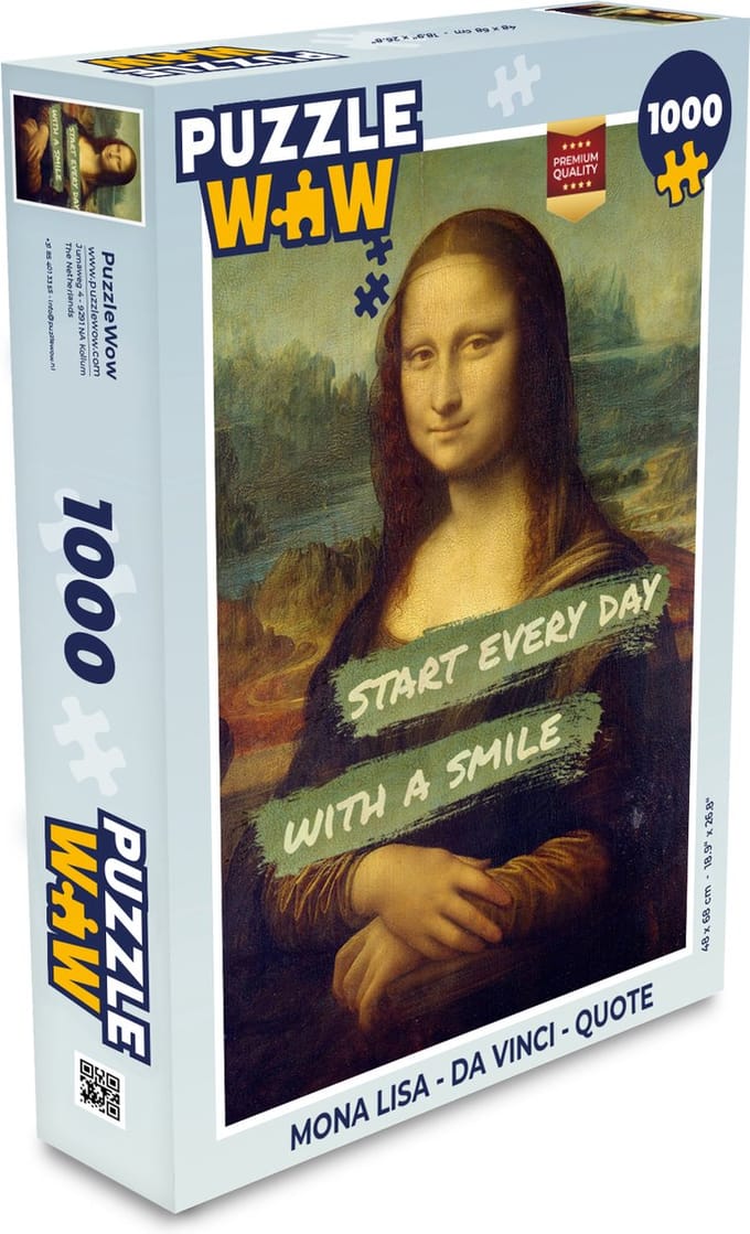 Puzzel Mona Lisa - Da Vinci - Quote - Legpuzzel - Puzzel 1000 stukjes volwassenen