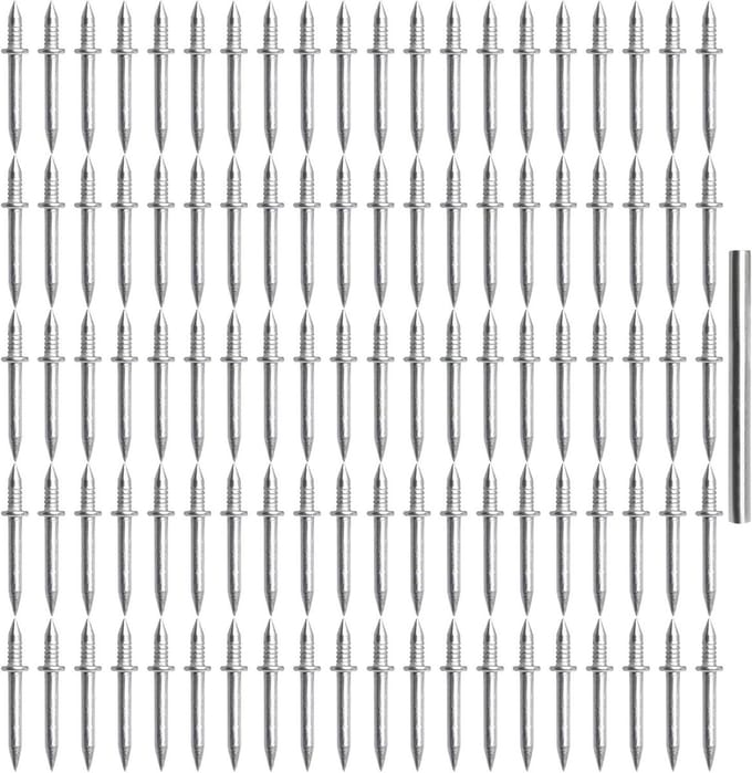 Dubbelzijdige spijkers - Onzichtbare clips - Plinten monteren - Robuuste koolstofstaal - 100 stuks - Zwart