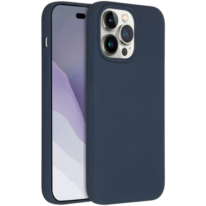 Accezz Hoesje - Geschikt voor Apple iPhone 14 Pro Max - Liquid Silicone Backcover - Donkerblauw