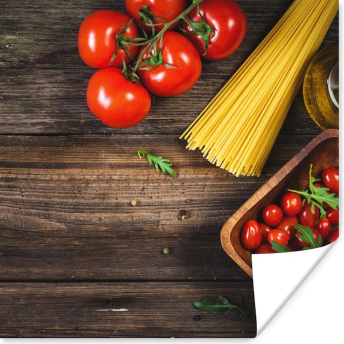 Poster Pasta - Tomaat - Keuken - 75x75 cm