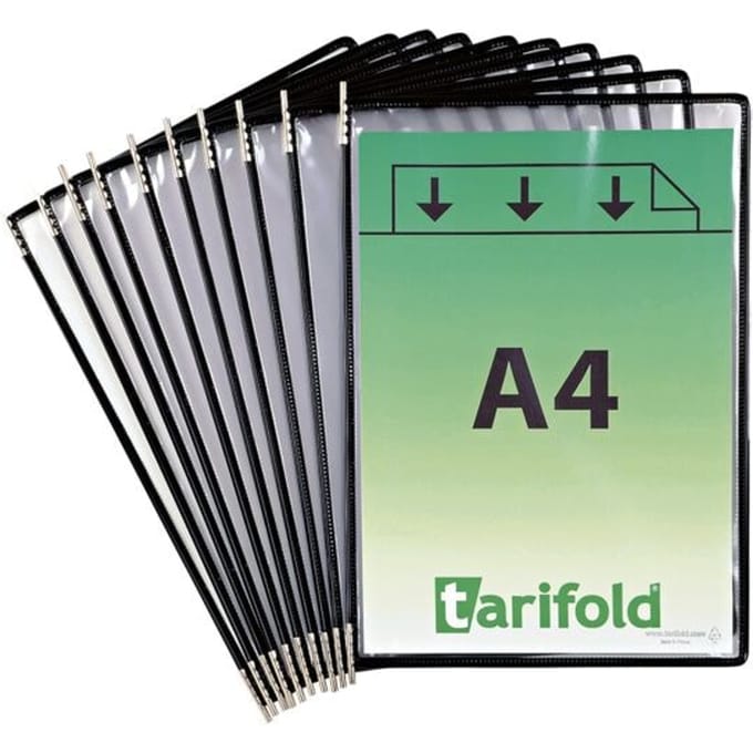 Zichtpaneel Tarifold A4 verticaal zwart 10 stuks