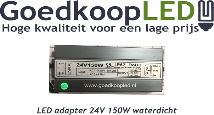 LED adapter 24V 150W waterdicht